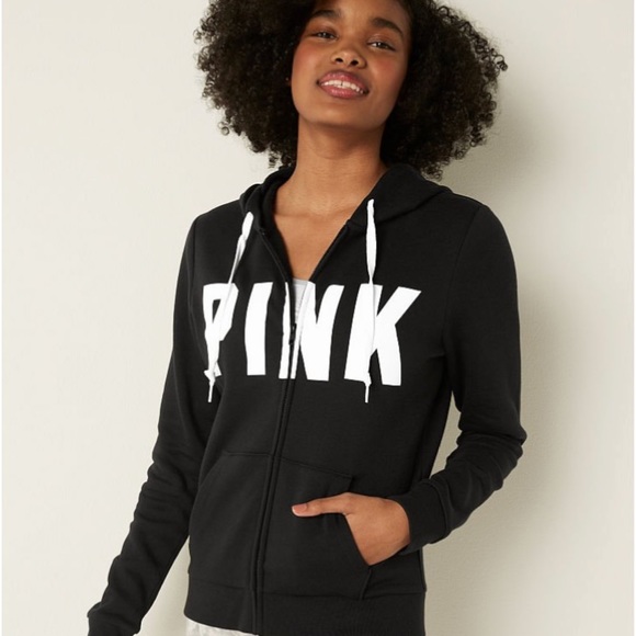 Black like new pink zip hoodie. Condition is fantastic - Picture 3 of 5